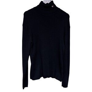VTG Polo Ralph Lauren Black Ribbed Sweater Turtleneck Spellout Women's Large